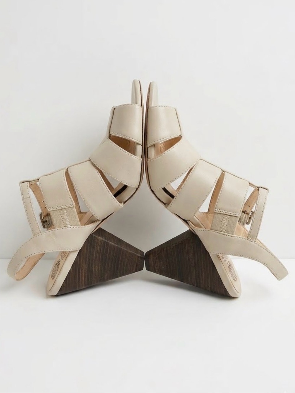 Vince Camuto Cream Multi-Strap Wedge Sandals